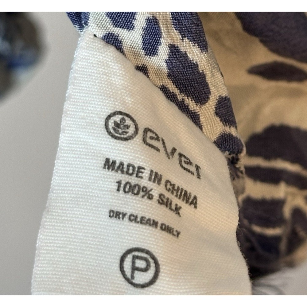 EVER By Nordstrom Romper Dress Large Blue White 100 Silk Romper Pockets Vacay L - Picture 5 of 14